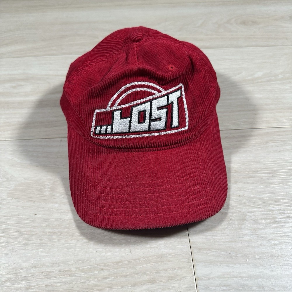 Lost Enterprises Hat Snapback Men's Adjustable Red Corduroy Y2K Skate